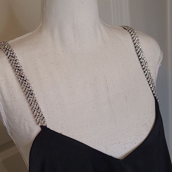 Nasty Gal Black Flowy Lined Dress with Rhinestones - Picture 2 of 8